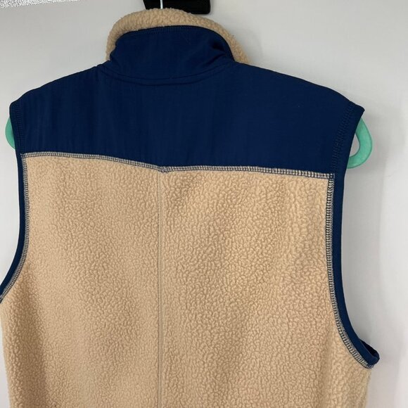 J.CREW/JEANS MEN'S VEST NYLON JACKET COLOR BLOCK Sherpa SIZE M cream blue - Picture 9 of 11